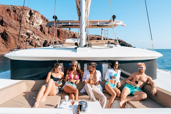 Luxury Santorini Catamaran Cruise: Lunch, BBQ, Drinks, Transfers - Setting Sail From Vlychada Marina in a True “Let’s Go” Day