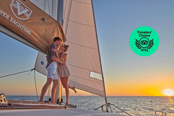 Santorini Platinum Catamaran Cruise with Meal, BBQ and Open Bar - Getting off to a smooth start near Vlichada